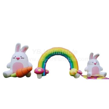 Arch2-402 Rainbow Bunny Arch Easter Celebration Inflatable Decoration