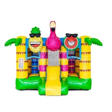 H1-2404 Flamingo style bouncy castle with slide