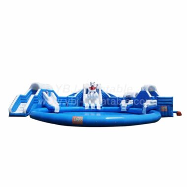 Pool2-740 Frozen World Polar Bear Inflatable Slide & Pool
