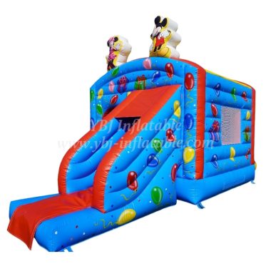 T2-1884B Disney Mickey And Minnie Inflatable Bouncer Jumping With Slide