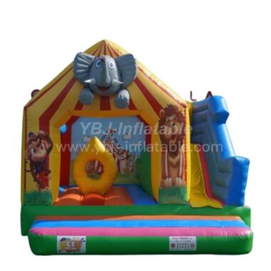 T2-3249B Inflatable Circus Elephant Castle With Slide