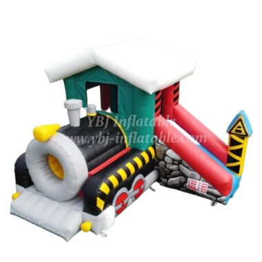 T2-3307 Steam Train Bouncy House Inflatable Combo With Slide Kids Party Event