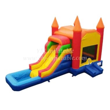 T2-3343B Bounce House Combo With Slide Wet Slide With Pool