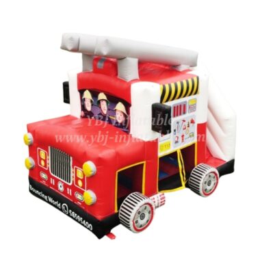T2-3505 Firetruck Bounce House With Slide Fireman Sam Combo Slide