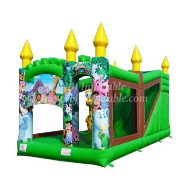 T5-1002F Jungle Safari Bouncy Castle Combo Slide Outdoor Kids Jumping Castle