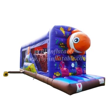 T7-1248 Undersea Clownfish Inflatable Kids Marine Themed Obstacle Course With Slide