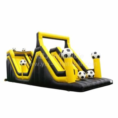 T7-564C Exciting Soccer-Themed Yellow Wavy Double Inflatable Slide