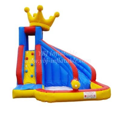 T8-1334 Pvc Trampoline Outdoor Kids Pool Water Slide Combo With Crown On Top