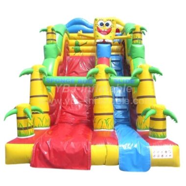 T8-1410 Outdoor Tropical Inflatable Wave Water Slide With Pool