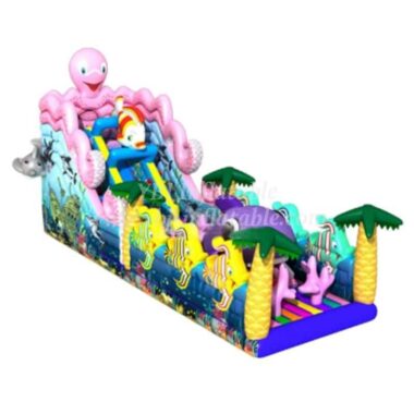 T8-1442 Inflatable Slide Pink Octopus Giant Slide