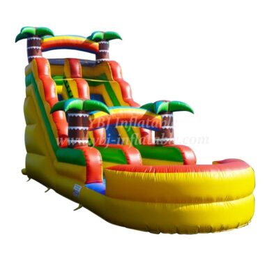 T8-3805 Jungle Theme With Coconut Tree Commercial Party Fun For Kids Inflatabel Water Slide With Pool