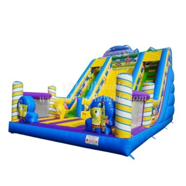 T8-3806 Outdoor Bouncy Castle With Slide Spongebob Funcity