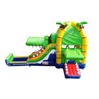T8-3810 Crocodile Themed Combo With Slide Jungle Inflatable Water Slide