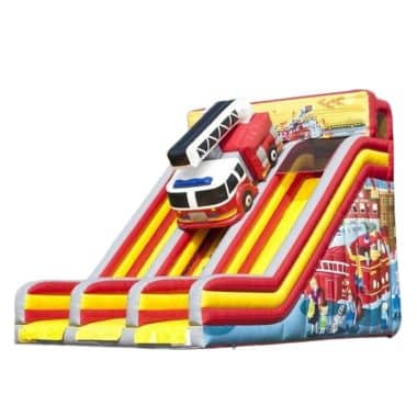 H2-1017 Giant fire truck theme dry slide Inflatable bouncy slide for children