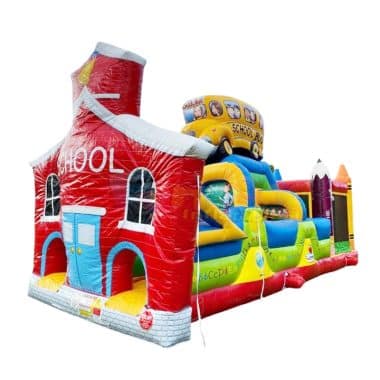 H1-2137 School bus themed inflatable bounce house