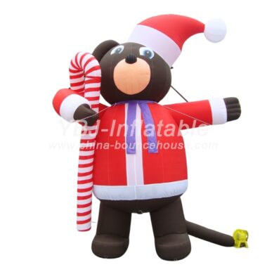 C1-159 Christmas Inflatables Bear With Candy Cane