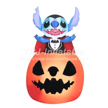 H3-0018 Inflatable Halloween Steedy sitting on a pumpkin