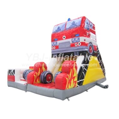 H3-3207-Custom fire engine inflatable playground